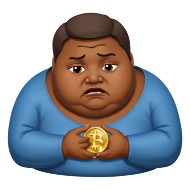 Obese brown man bitcoin, NO TATTOOS, sad crying sticker