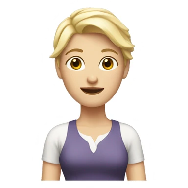 white woman with short blonde hair is raising hand sticker