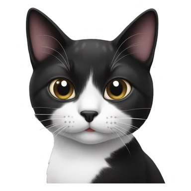 Black and white cat with a heart  sticker