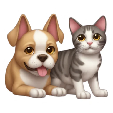 Cat love dog sticker