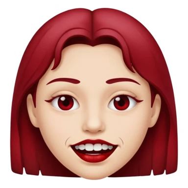 Close-up mouth with parted lips, teeth stained dark red, erotic menace sticker