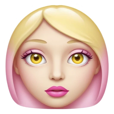 A translucent half-sphere with pink lips and two yellow eyes and 8 toea around the bottom sticker