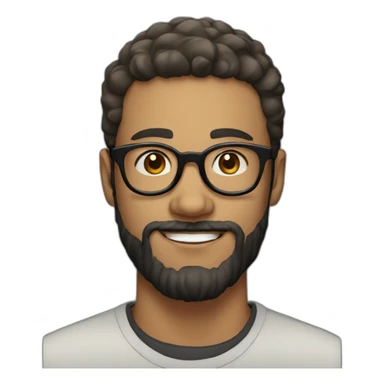 a 20 year old white man with round glasses and black beard sticker