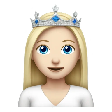 Pale white brunette girl on laptop wearing a crown blue eyes sticker