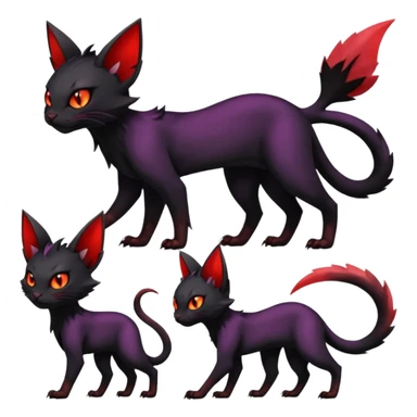 Black edgy Noivern-Noibat-Purloin-Torracat-Lykoi-Caracal-cat-Fakemon-fusion-hybrid-creature sticker