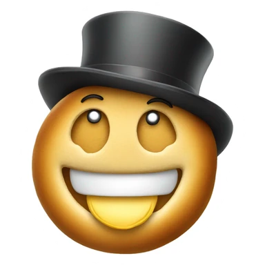 a smiling plain bagel with a tophat sticker