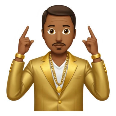 MC Hammer with dark brown hair, gold outfit sticker