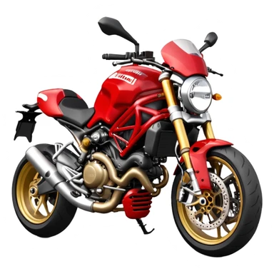 Ducati Monster S4RS motorcycle, front view, red color, gold front forks, sporty details sticker