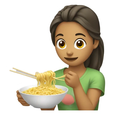 Girl eating noodles sticker