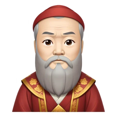 Cinematic Realistic Confucius Portrait Emoji, depicted as a wise ancient philosopher in traditional robes with a serene, contemplative expression, rendered with soft timeless textures and harmonious natural lighting that captures his enduring wisdom. sticker