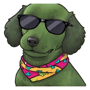 black poodle with sunglasses sticker