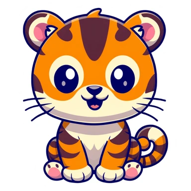 cute cartoon tiger with big eyes sticker