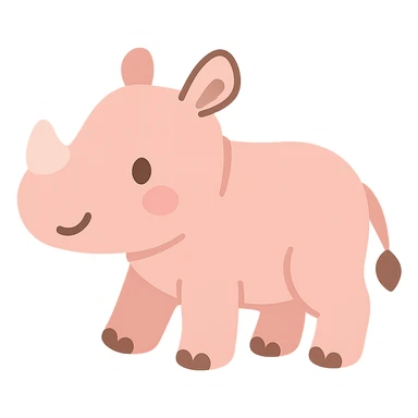 flat toon light pink baby rhino sticker