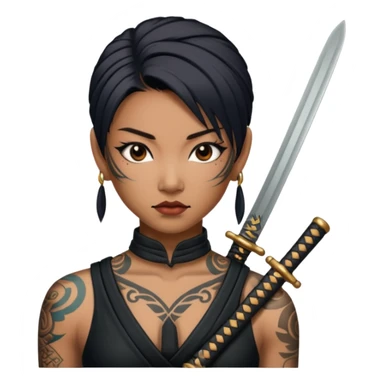 asia katana with tattoos without any person sticker