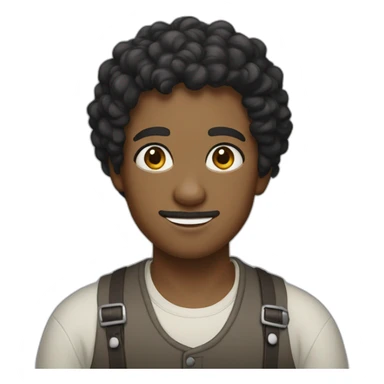 Young cobbler, black curly short hair, black eyes sticker