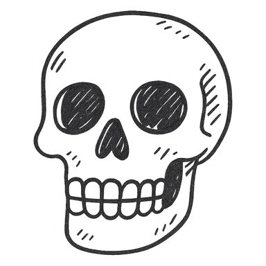 skull hand drawn outline icon sticker