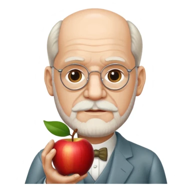 Sigmund Freud: create emoji using exact style: apple ios, 3D rendered, with exact words: я промолчу sticker
