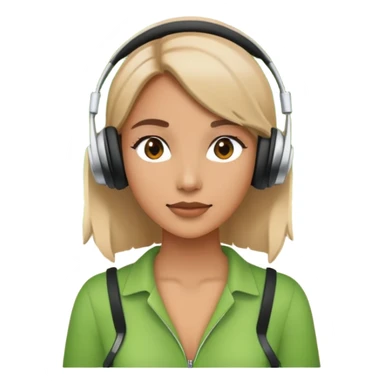 Woman with headphones with green park background sticker