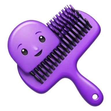 purple hair brush and comb crossed together, both purple, Apple iOS style emoji sticker