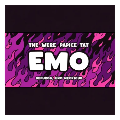 emo banner with flames, cute, expressive sticker