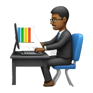 man with A laptop with a bar chart  sticker