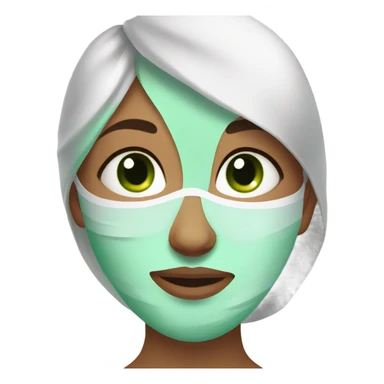 Girl with spa face mask and green eyes spa beauty full face relaxing sticker