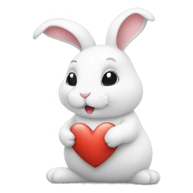 white rabbit hold heart sticker
