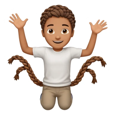 brown boy with braids jumping sticker