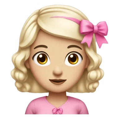 white girl with black hair with a pink bow on her head  sticker