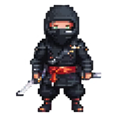 pixel art masked ninja sticker