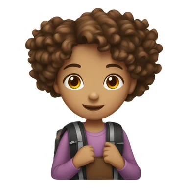 Girl with Brown Curly Hair And Schoolbag sticker