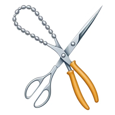 Beading icon, intricate beaded jewelry or decorative item in progress, visible beads, thread, and needle, tools like pliers and scissors, minimalistic style, clean lines, transparent background. sticker