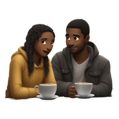 Picture two soulmates in a cozy café, rain tapping on the window. They’re having a heartfelt conversation, sharing their deepest secrets, and their eyes reflect mutual understanding and warmth. sticker