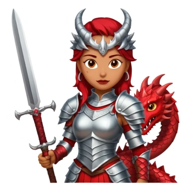 Fierce Latina in armor with a sword next to beheaded dragon sticker