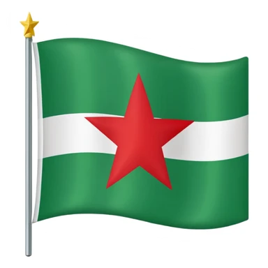 Create a flag tricolour of green, white, and red, with a black star located in the centre. sticker