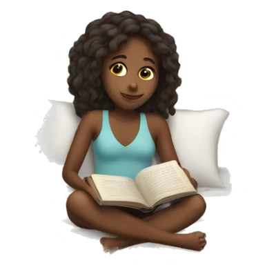 Girl in bed with book  sticker