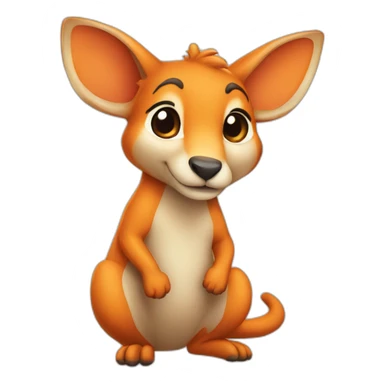 kangourou kids orange cartoon sticker