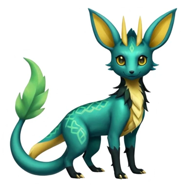 Dark Shiny Edgy Exotic Electrike-Salandit-Leafeon-Umbreon-Fakémon-hybrid-creature (full body)  sticker