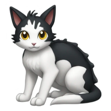 Sitting-Black-and-White-cat-dragon-type-pokemon sticker