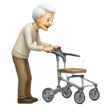 old man with walker with no wheels  sticker