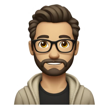 hipster guy with slick hair and thick eyebrows, in black shirt and cream cardigan sticker