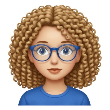 curly hair girl with eyeglasses and blue outfit sticker
