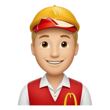 caucasian male McDonald's worker sticker