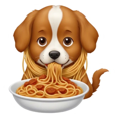 Dog eating a speghetti noodle with another dog  sticker