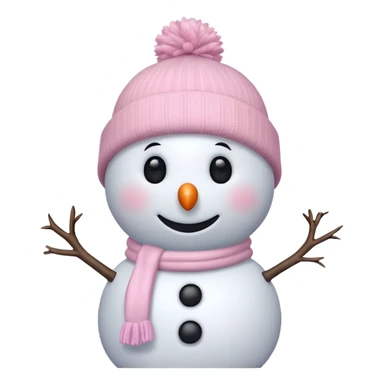 cute white and light pink snowman up close wearing beanie sticker