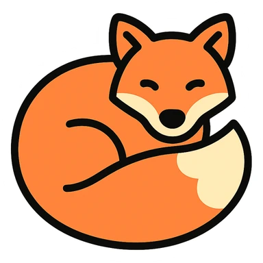 curled up fox color icon sticker