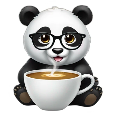 panda bear with glasses having coffee sticker