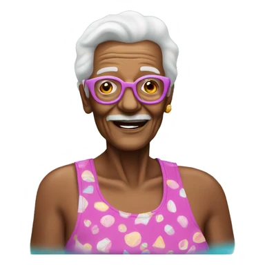 80 year old  at a pool party sticker