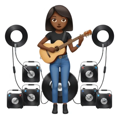 concert black Cable reels connected do a guitar woman sticker