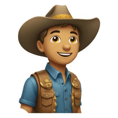 niño feliz  con sombrero de baquero sticker